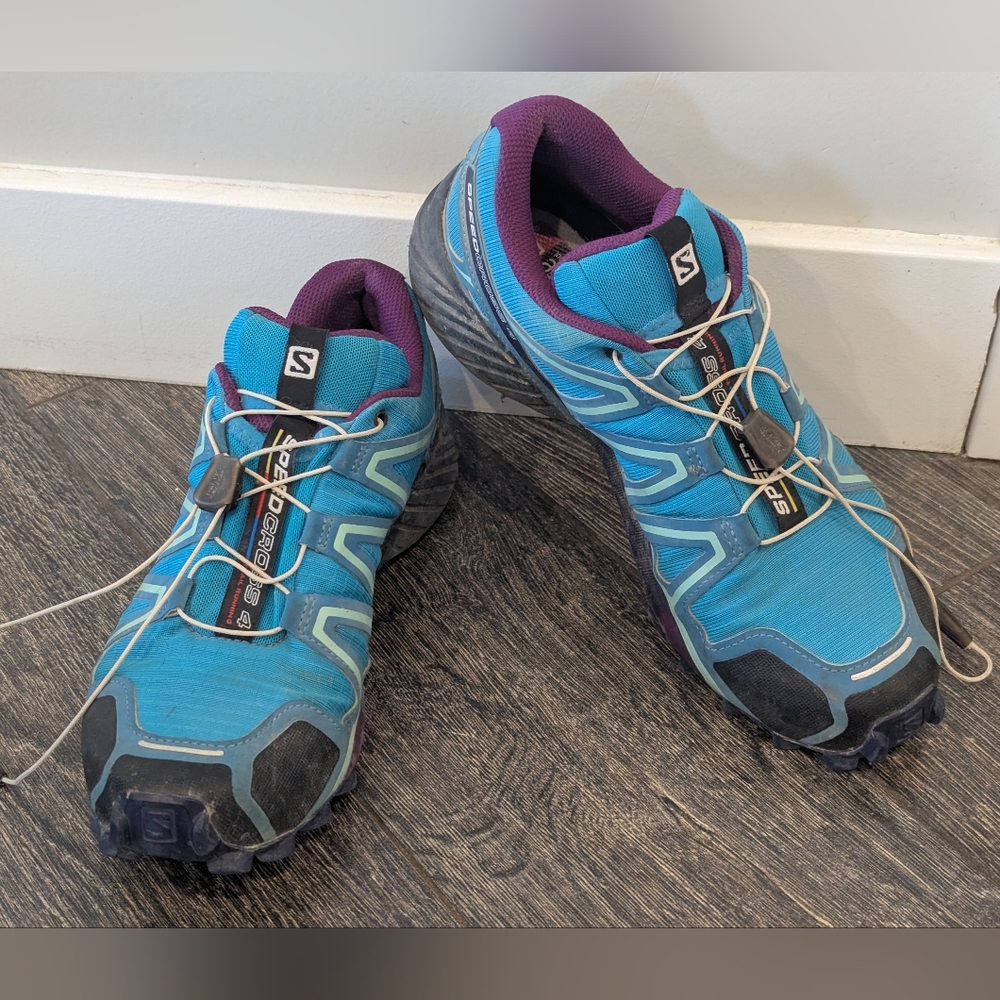 Salomon Speedcross 4 Blue Trail Running Shoes Hiking Ortholite Size 9 Women's